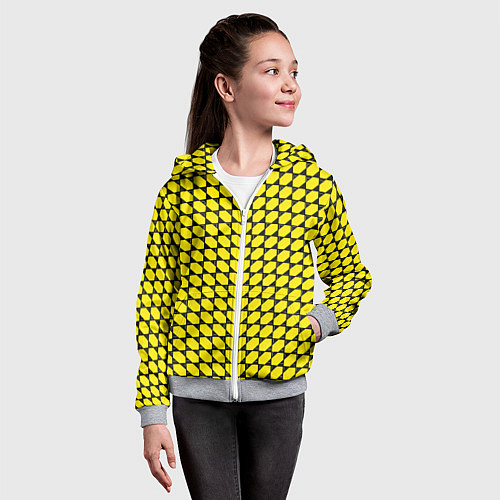 Детская толстовка на молнии Жёлтые лепестки шестиугольники / 3D-Меланж – фото 4