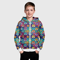 Толстовка на молнии детская Furry color anime animal faces, цвет: 3D-белый — фото 2