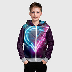 Толстовка на молнии детская Neon geometric abstraction - ai art, цвет: 3D-меланж — фото 2