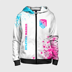 Толстовка на молнии детская Atletico Madrid neon gradient style вертикально, цвет: 3D-черный