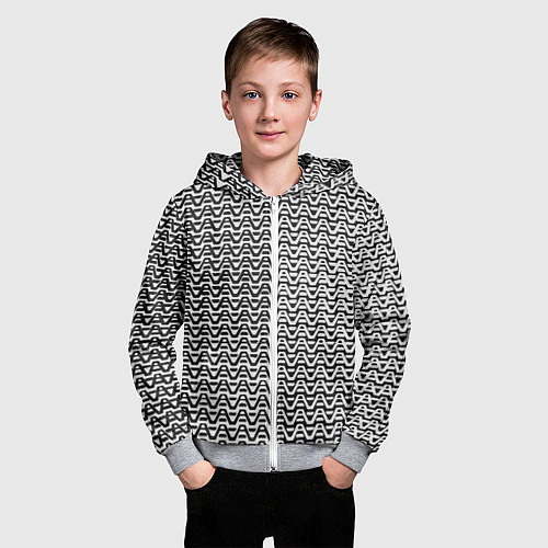 Детская толстовка на молнии Чёрно-белые волнистые линии / 3D-Меланж – фото 3