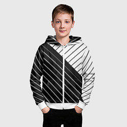Толстовка на молнии детская Чёрно-белый косые линии, цвет: 3D-белый — фото 2