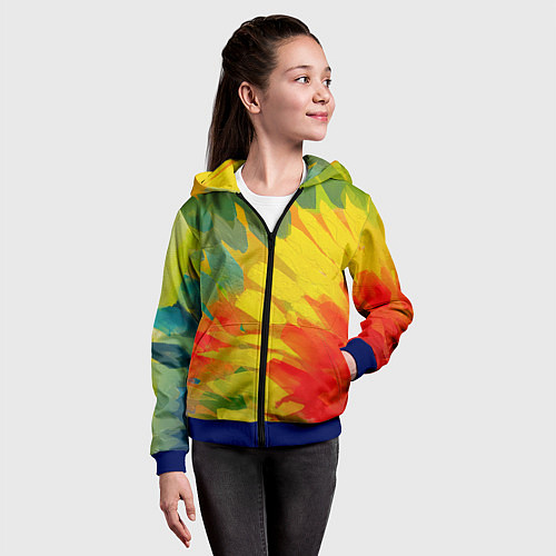 Детская толстовка на молнии Абстракция цветение акрил / 3D-Синий – фото 4