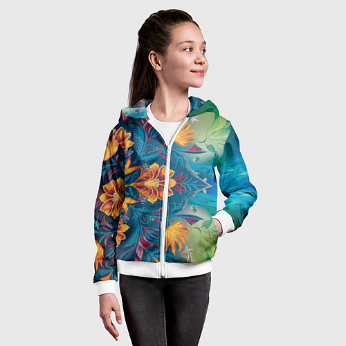 Детская толстовка на молнии Батик в традиционном индонезийском стиле / 3D-Белый – фото 4