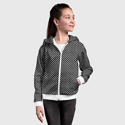 Толстовка на молнии детская Чёрный в белый маленький квадрат, цвет: 3D-белый — фото 2