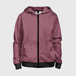 Детская толстовка на молнии Приглушённый тёмно-розовый паттерн квадратики