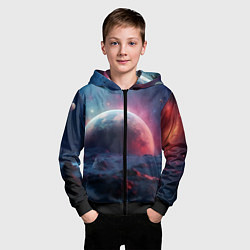 Толстовка на молнии детская Фантастика космос и планета, цвет: 3D-черный — фото 2