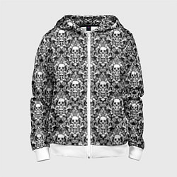 Толстовка на молнии детская Skull patterns, цвет: 3D-белый