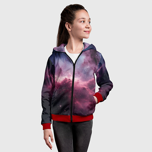 Детская толстовка на молнии Абстрактный космос фантастика / 3D-Красный – фото 4