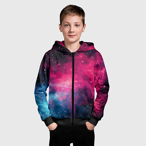 Детская толстовка на молнии Абстрактный космос фантастика / 3D-Черный – фото 3