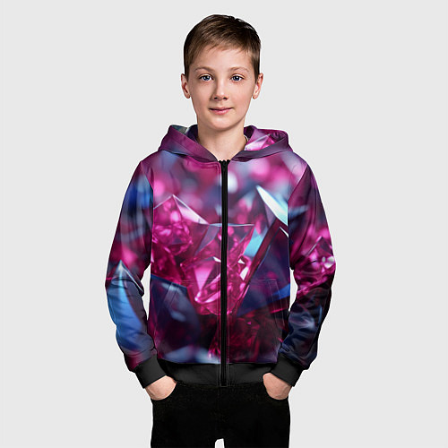 Детская толстовка на молнии Яркие розовые хрусталики / 3D-Черный – фото 3