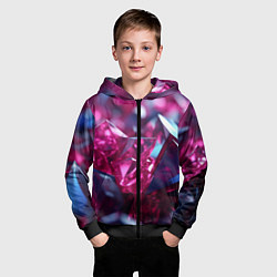 Толстовка на молнии детская Яркие розовые хрусталики, цвет: 3D-черный — фото 2