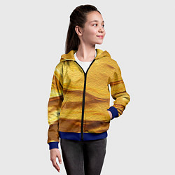 Толстовка на молнии детская Золотая поверхность с волнами и рябью, цвет: 3D-синий — фото 2