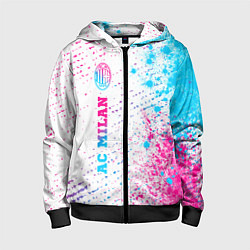 Толстовка на молнии детская AC Milan neon gradient style по-вертикали, цвет: 3D-черный