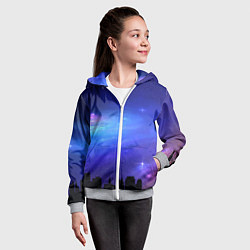 Толстовка на молнии детская Город вселенная, цвет: 3D-меланж — фото 2