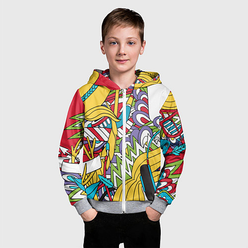 Детская толстовка на молнии Летние мотивы / 3D-Меланж – фото 3