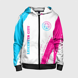 Толстовка на молнии детская Leicester City neon gradient style вертикально, цвет: 3D-черный