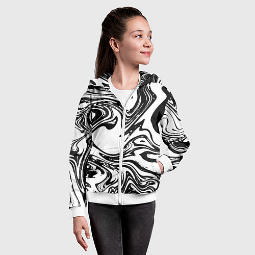 Детская толстовка на молнии Абстрактная черно-белая / 3D-Белый – фото 4