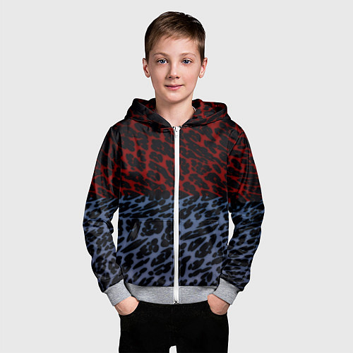 Детская толстовка на молнии Леопардовый стиль текстура / 3D-Меланж – фото 3