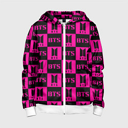 Детская толстовка на молнии BTS pattern pink logo