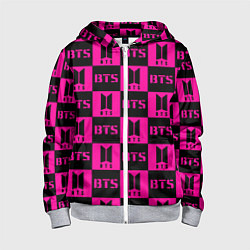 Детская толстовка на молнии BTS pattern pink logo