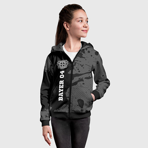 Детская толстовка на молнии Bayer 04 sport на темном фоне по-вертикали / 3D-Черный – фото 4