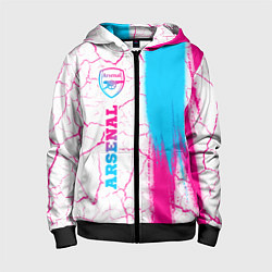 Толстовка на молнии детская Arsenal neon gradient style по-вертикали, цвет: 3D-черный