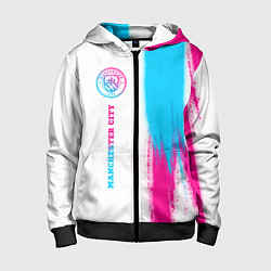 Толстовка на молнии детская Manchester City neon gradient style по-вертикали, цвет: 3D-черный