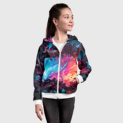 Толстовка на молнии детская Абстрактные краски во взрыве, цвет: 3D-белый — фото 2