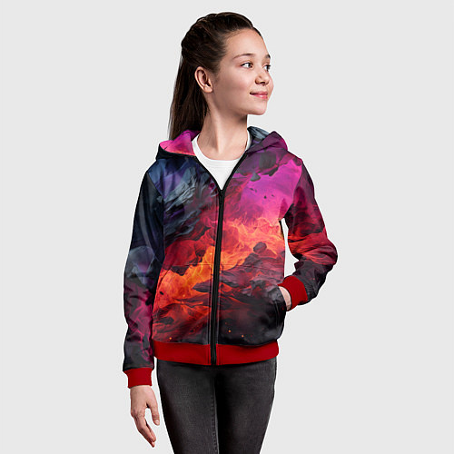 Детская толстовка на молнии Яркий абстрактный путь / 3D-Красный – фото 4