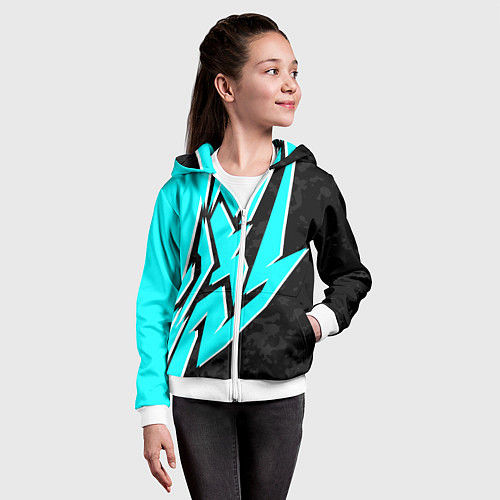 Детская толстовка на молнии Mint graffiti / 3D-Белый – фото 4