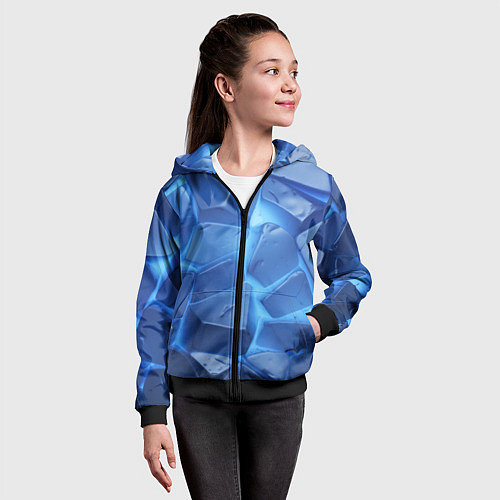 Детская толстовка на молнии Синие ледяные плиты с разломом / 3D-Черный – фото 4