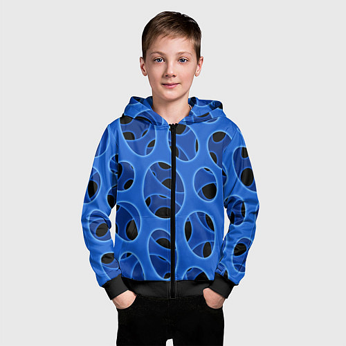 Детская толстовка на молнии Синяя мембрана с перфорацией / 3D-Черный – фото 3
