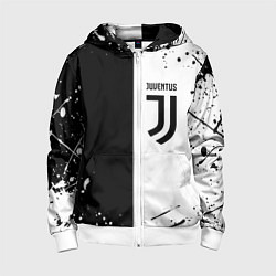 Толстовка на молнии детская Juventus краски текстура спорт, цвет: 3D-белый