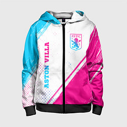 Толстовка на молнии детская Aston Villa neon gradient style вертикально, цвет: 3D-черный