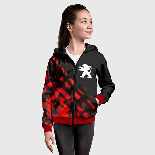 Детская толстовка на молнии Peugeot sport grunge / 3D-Красный – фото 4