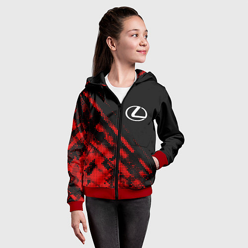 Детская толстовка на молнии Lexus sport grunge / 3D-Красный – фото 4