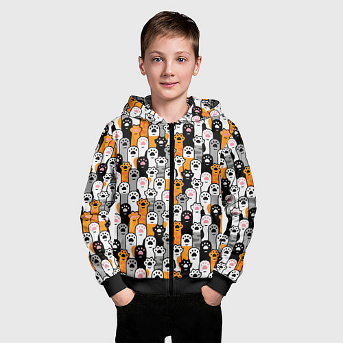 Детская толстовка на молнии Кошачьи лапы / 3D-Черный – фото 3