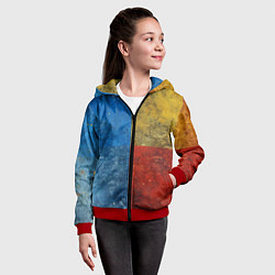 Толстовка на молнии детская Синий жёлтый красный в крапинку, цвет: 3D-красный — фото 2