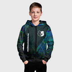 Толстовка на молнии детская Danganronpa glitch blue, цвет: 3D-черный — фото 2