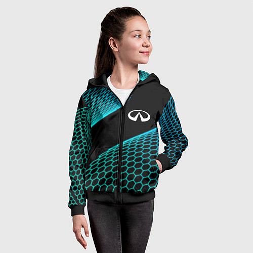 Детская толстовка на молнии Infiniti electro hexagon / 3D-Черный – фото 4