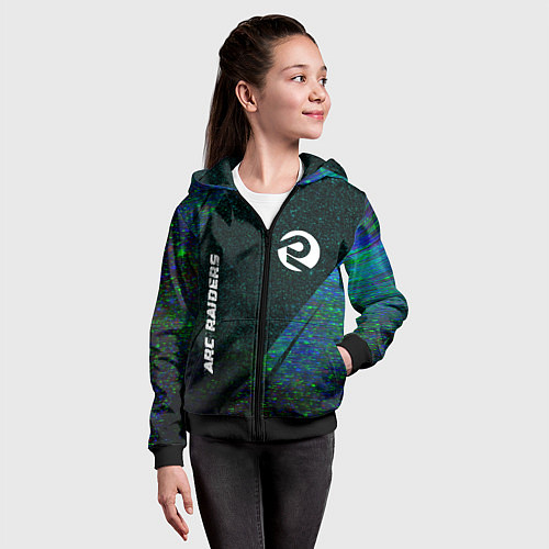 Детская толстовка на молнии ARC Raiders glitch blue / 3D-Черный – фото 4