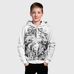 Толстовка на молнии детская Клинок рассекающий демонов Незуко чб, цвет: 3D-белый — фото 2