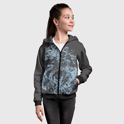 Детская толстовка на молнии Клинок рассекающий демонов Незуко рябь / 3D-Черный – фото 4