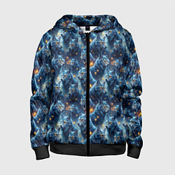 Толстовка на молнии детская Лесной волк, цвет: 3D-черный