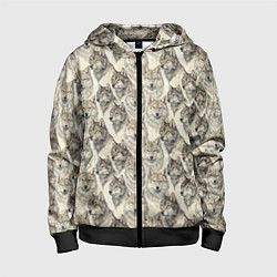 Толстовка на молнии детская Паттерн лесного волка, цвет: 3D-черный