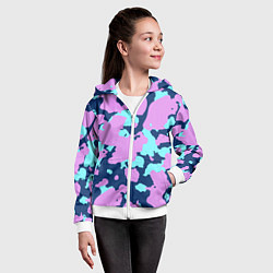 Толстовка на молнии детская Паттерн с сиреневыми и голубыми пятнами, цвет: 3D-белый — фото 2