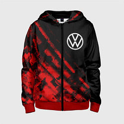 Толстовка на молнии детская Volkswagen sport grunge, цвет: 3D-красный