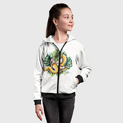 Толстовка на молнии детская Змея в черепе с листьями, цвет: 3D-черный — фото 2