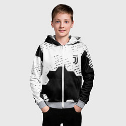 Толстовка на молнии детская Juventus hexagon black sport, цвет: 3D-меланж — фото 2